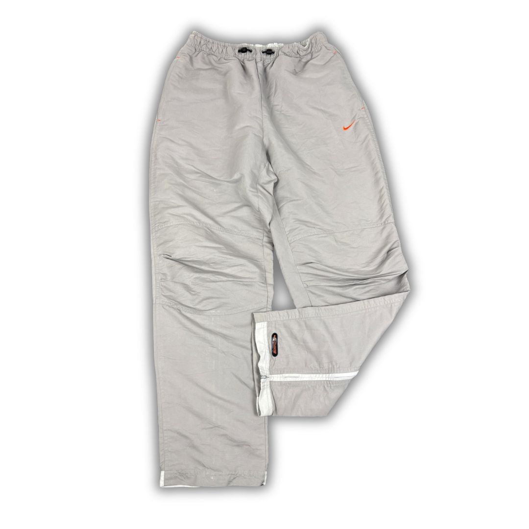 Vintage Y2K Nike Track Pants Men's M Grey Orange Swoosh Spell Out Badge