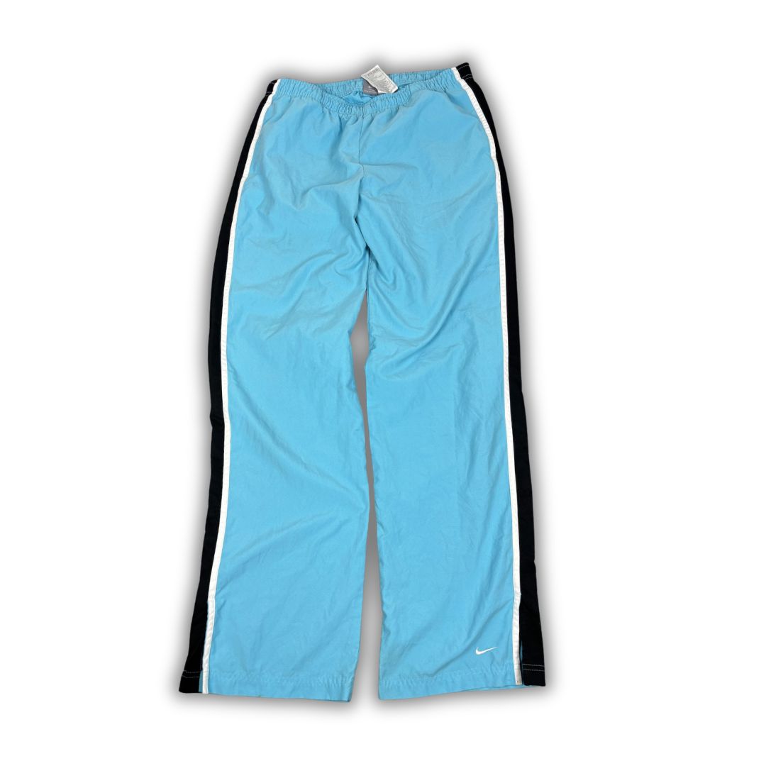 Vintage Y2K Nike Track Pants Women's M Blue Black Piping Ankle Swoosh Joggers