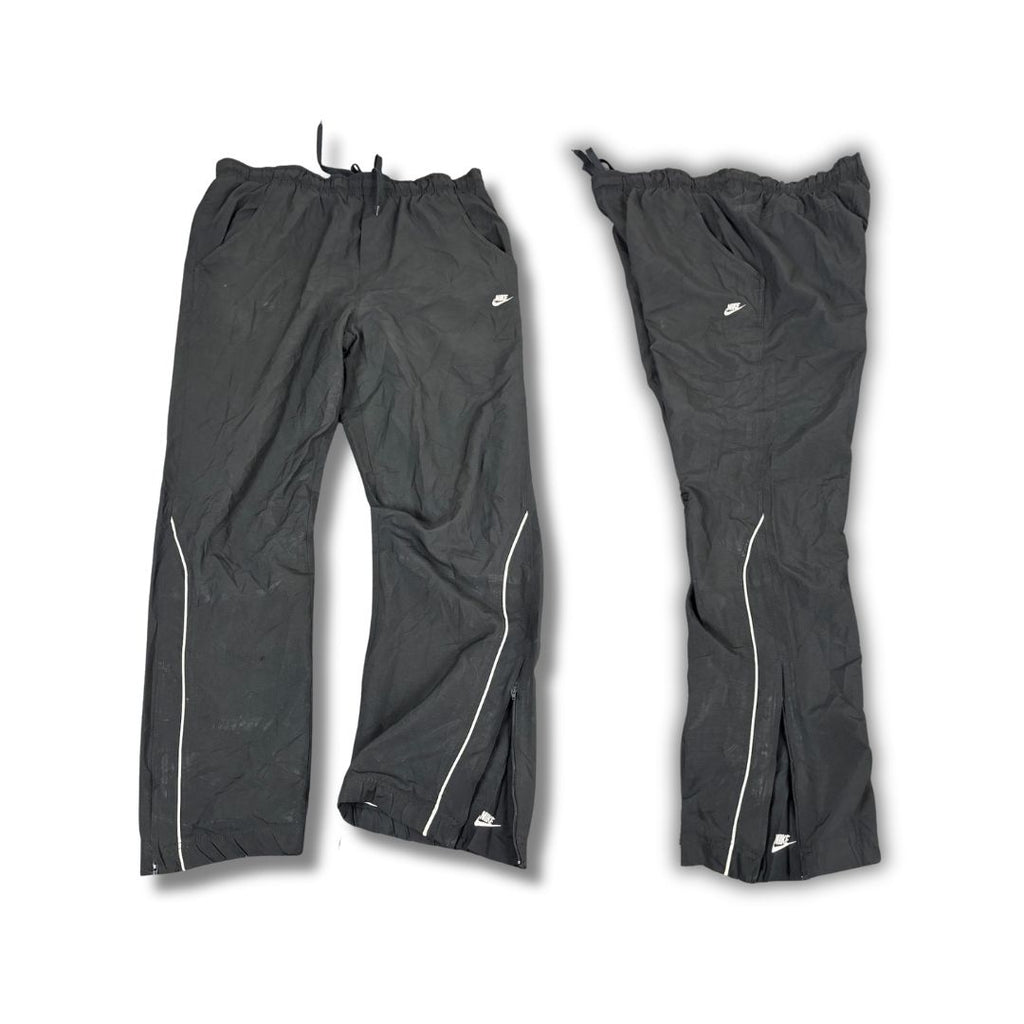 Vintage Y2K Nike Track Pants Men's XL Black White Piping Ankle Swoosh Joggers Wide Leg