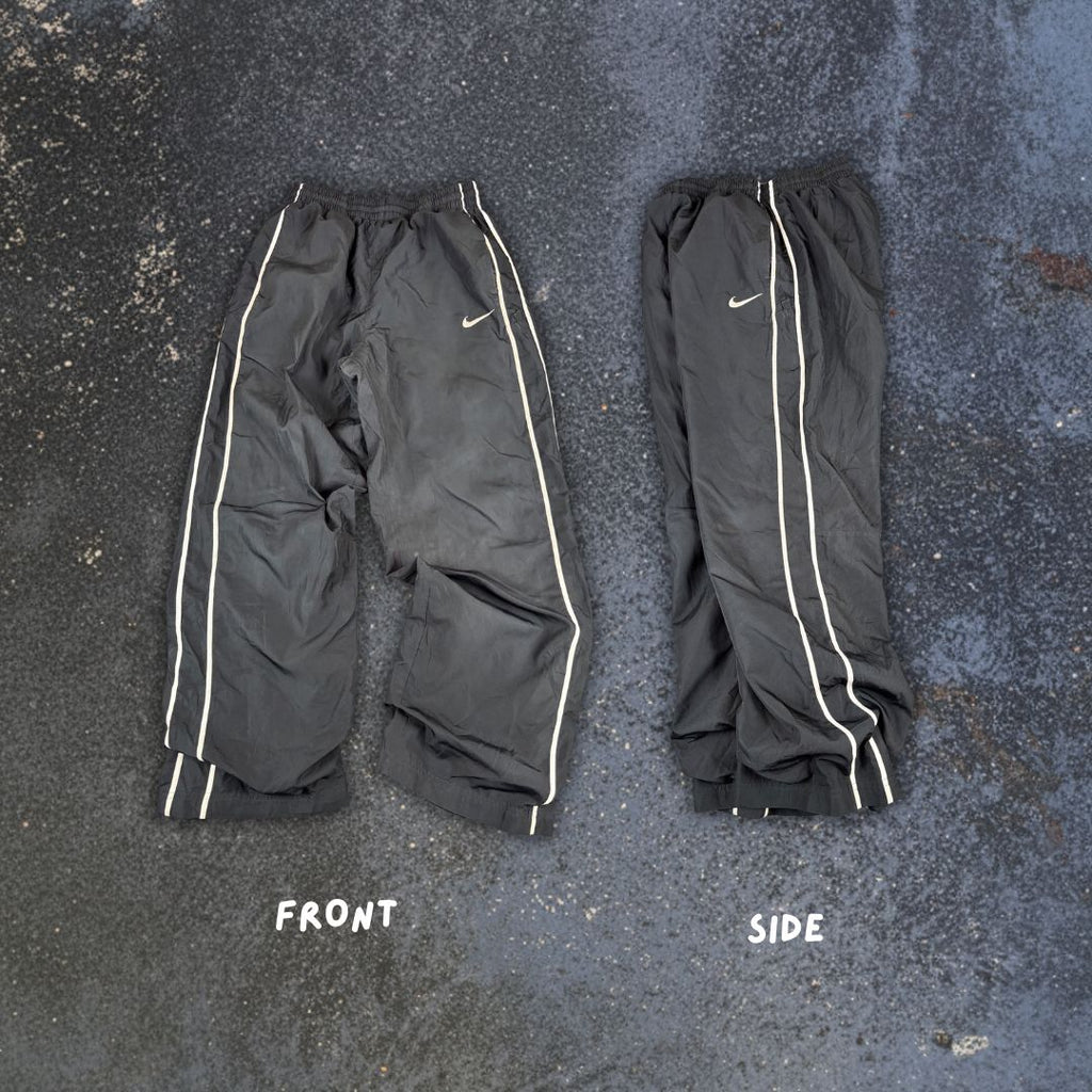 Nike Track Pants Women's XS Black Double White Piping Swoosh Straight Leg