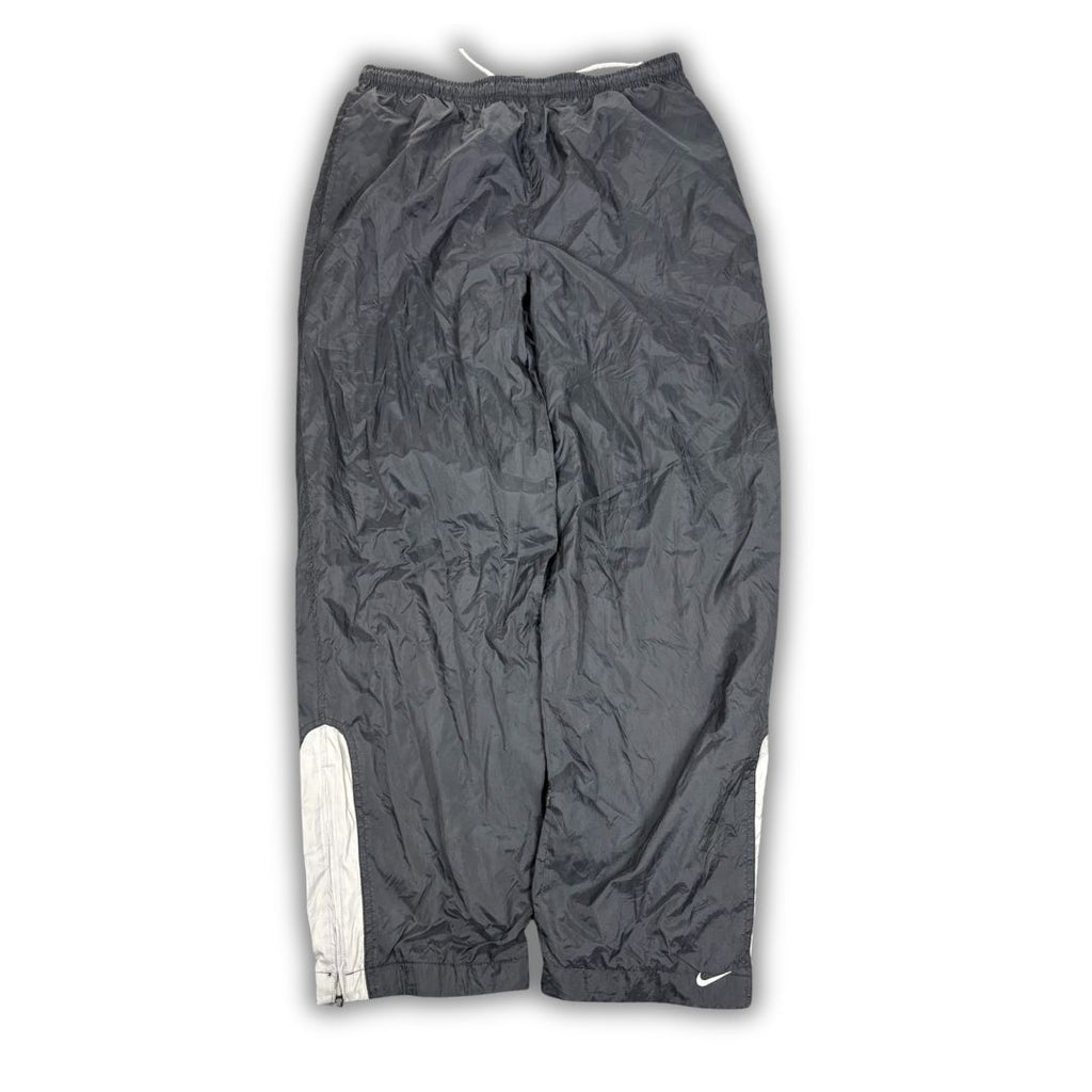 Vintage Y2K Nike Track Pants Men's L Black Grey Swoosh Panel Baggy Joggers