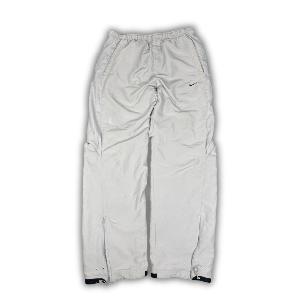 Vintage Y2K Nike Track Pants Men's L Grey Swoosh Mesh Details Baggy Joggers