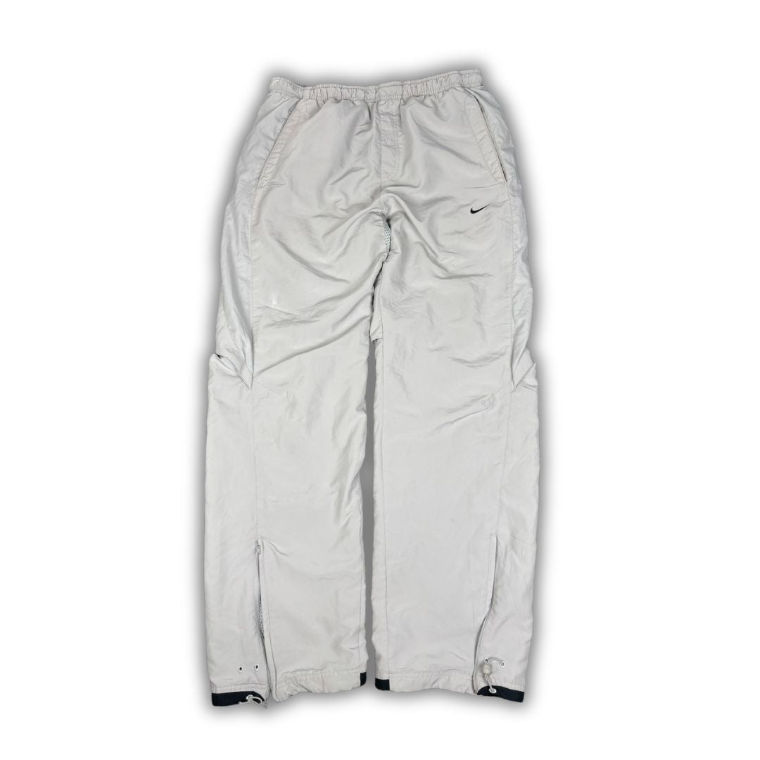 Vintage Y2K Nike Track Pants Men's L Grey Swoosh Mesh Details Baggy Joggers