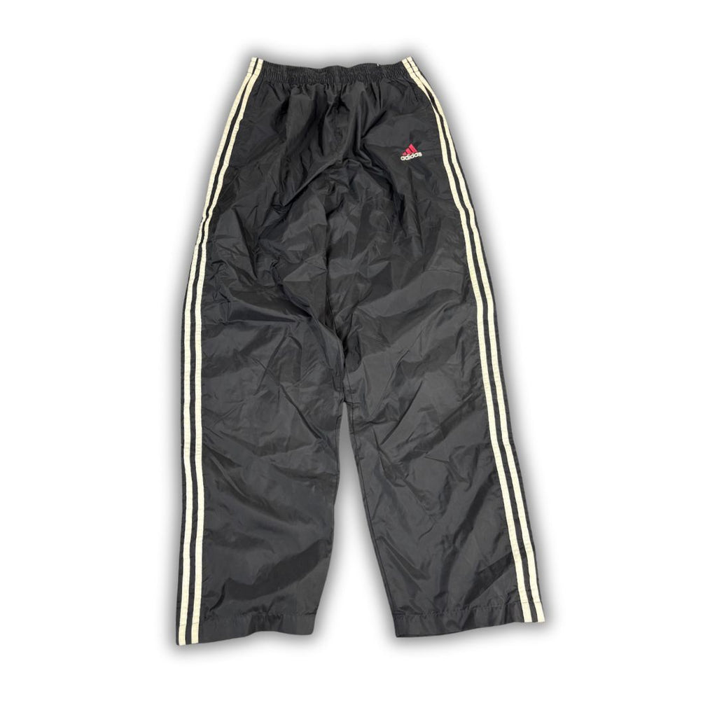 Vintage Y2K Adidas Track Pants Men's S Black White 3 Stripe Tear Away Joggers Wide Leg