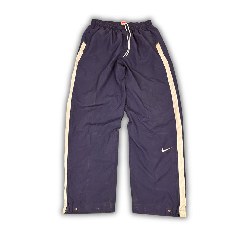 Vintage Y2K Nike Track Pants Men's L Navy White Panels Swoosh Joggers Wide Leg