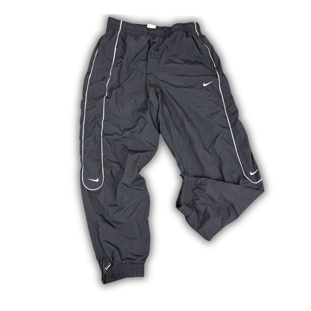 Classic Nike Track Pants Men's S Black Grey Piping Swosh Joggers Tapered