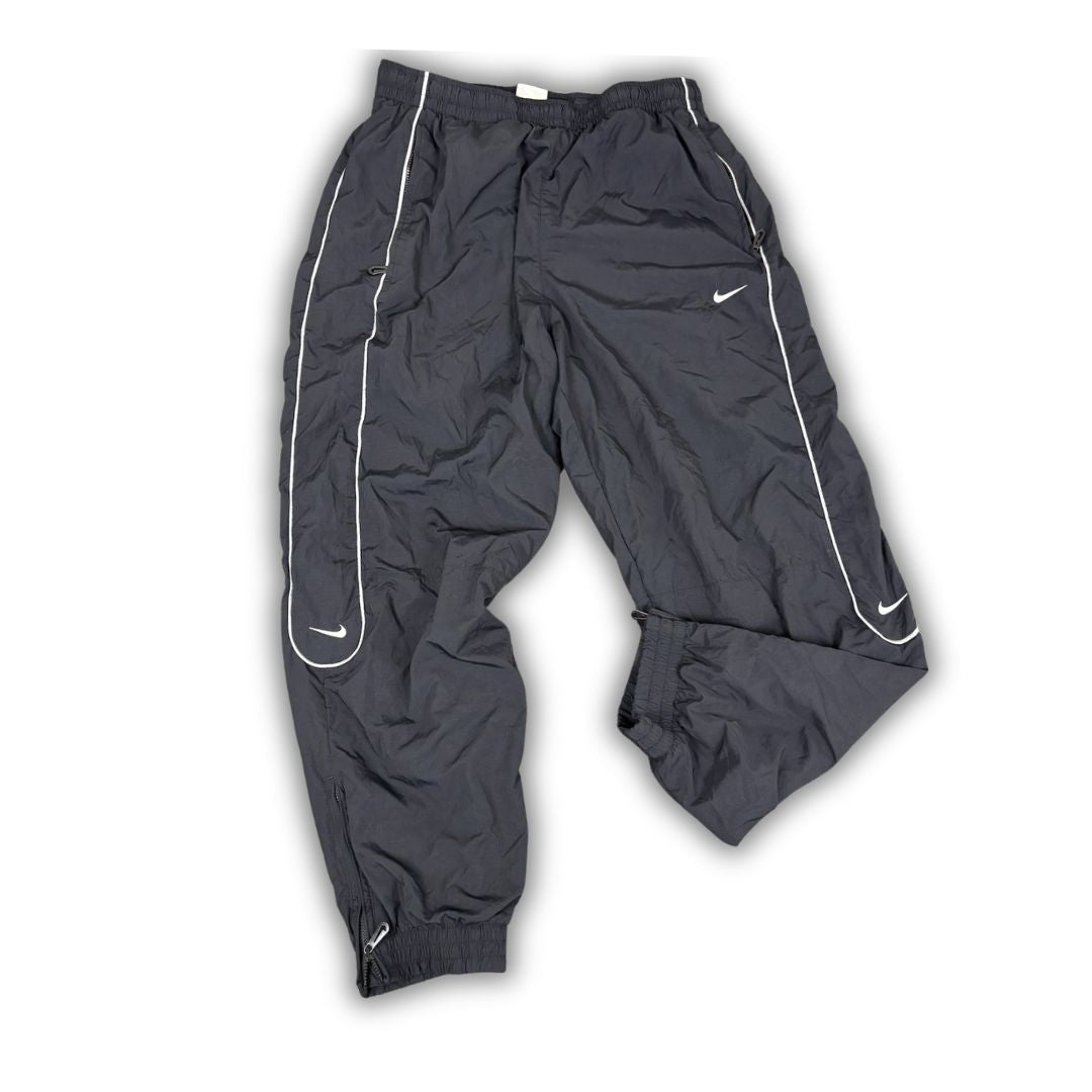 Classic Nike Track Pants Men's S Black Grey Piping Swosh Joggers Tapered