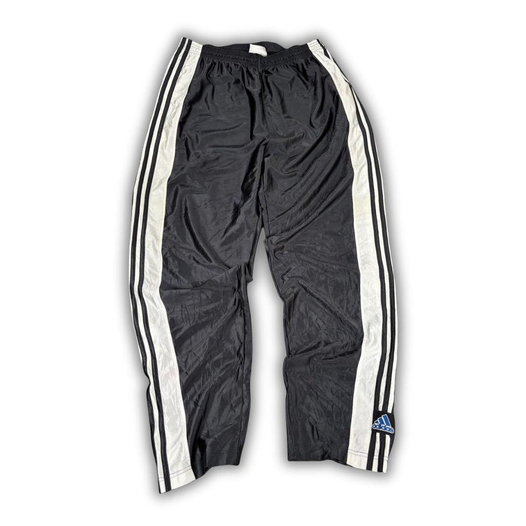 Vintage Y2K Adidas Track Pants Men's XL Black White 3 Stripe Tear Away Joggers Wide Leg