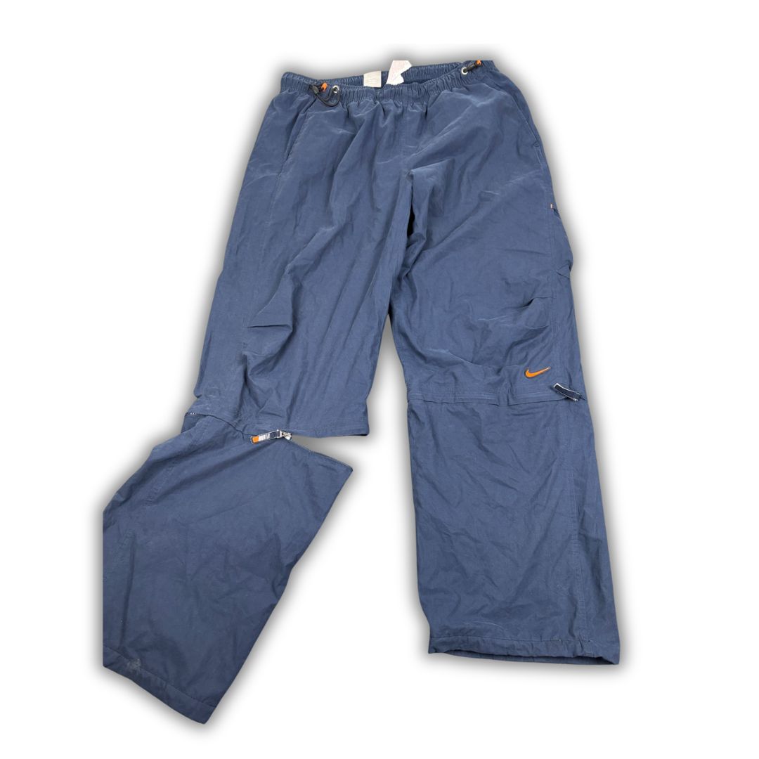 Vintage Y2K Nike Cargo Track Pants Men's L Navy Rare Shorts Zip Off Baggy Joggers