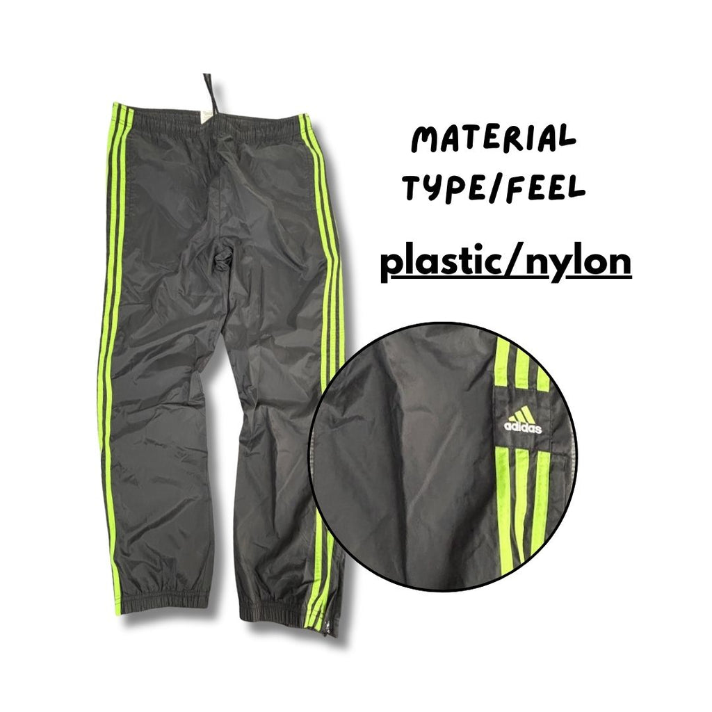 Vintage Y2K Adidas Track Pants Men's L Black Green 3 Stripe Joggers Baggy