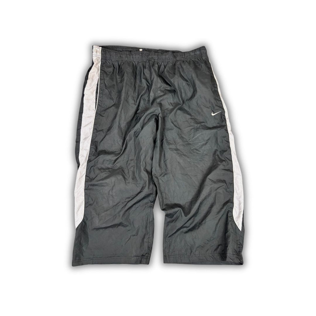 Vintage Y2K Nike 3/4 Track Pants Men's XL Black Grey Mesh Panels Joggers Wide Leg