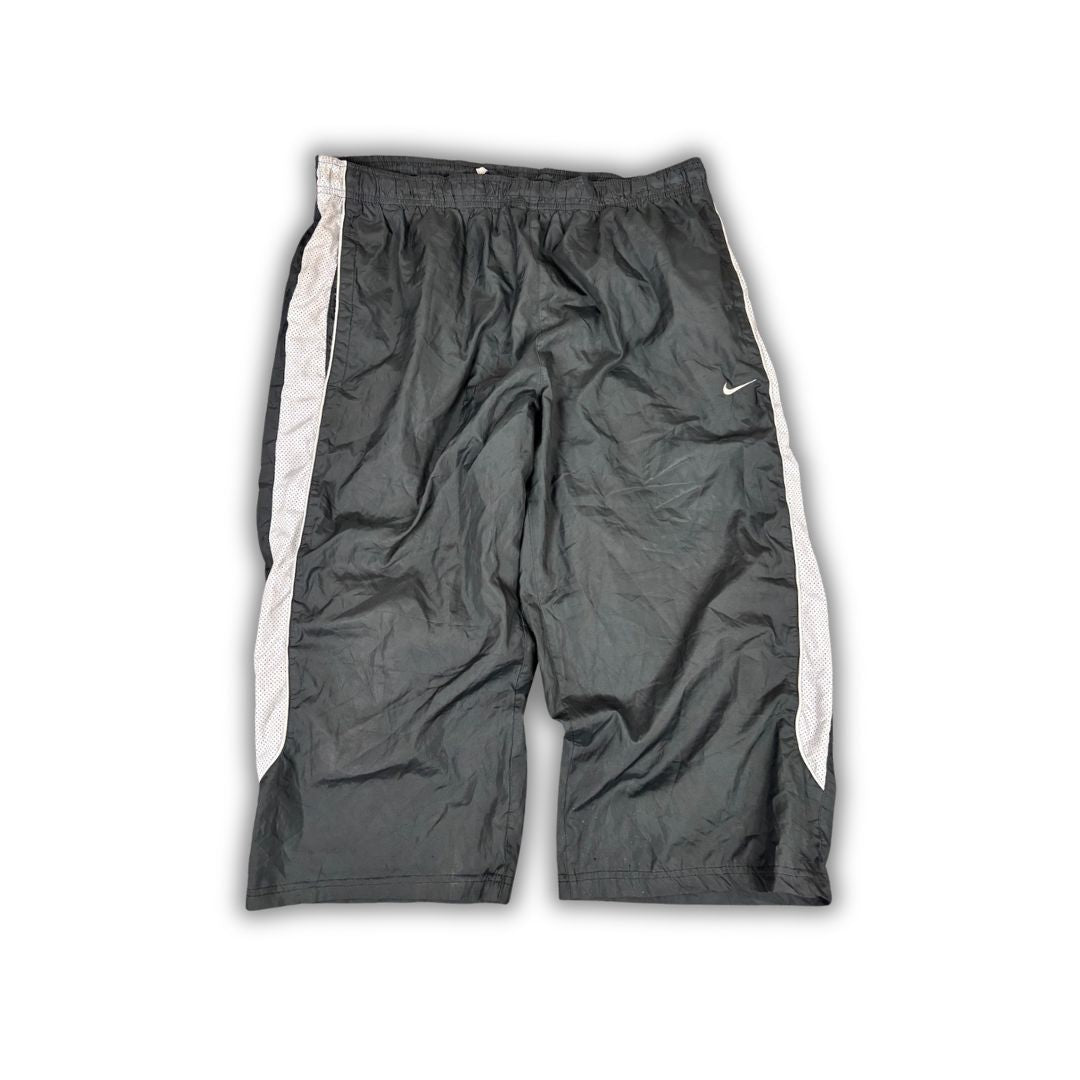 Vintage Y2K Nike 3/4 Track Pants Men's XL Black Grey Mesh Panels Joggers Wide Leg