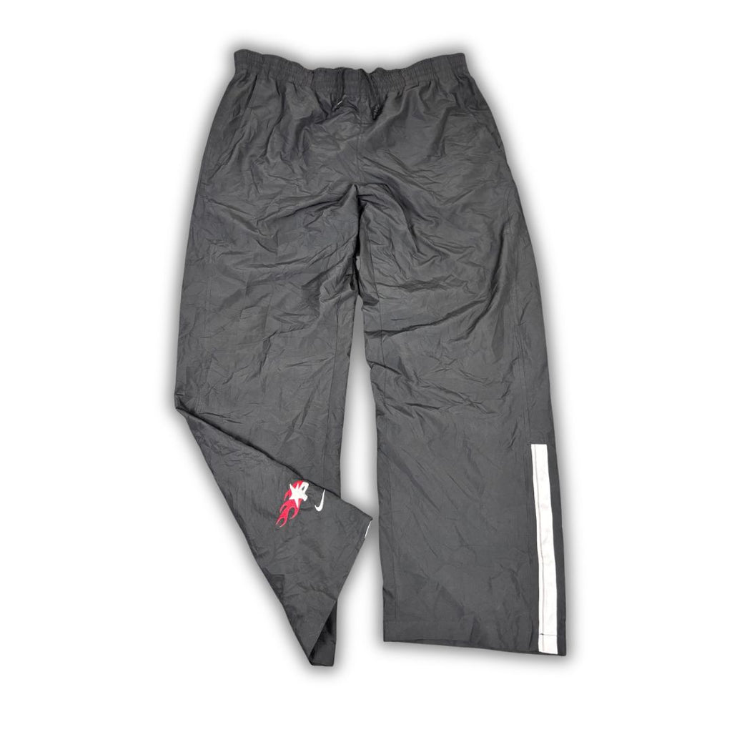 Vintage Y2K Nike Track Pants Men's XXL Black White Swoosh Flame Logo Joggers Wide Leg