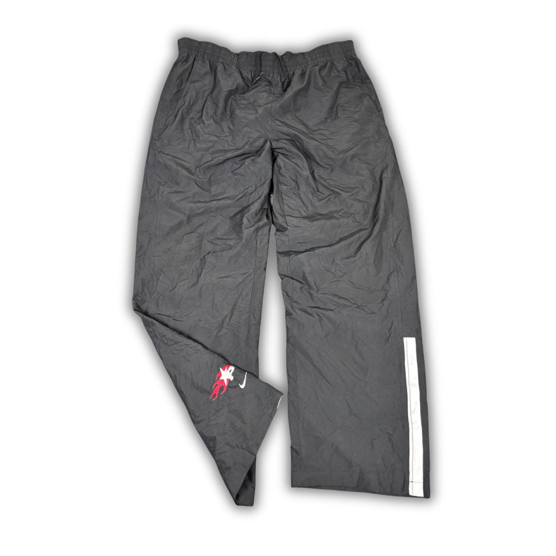 Vintage Y2K Nike Track Pants Men's XXL Black White Swoosh Flame Logo Joggers Wide Leg