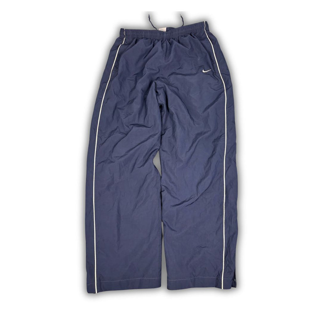 Vintage Y2K Nike Track Pants Men's L Navy white swoosh double piping baggy Wide Leg