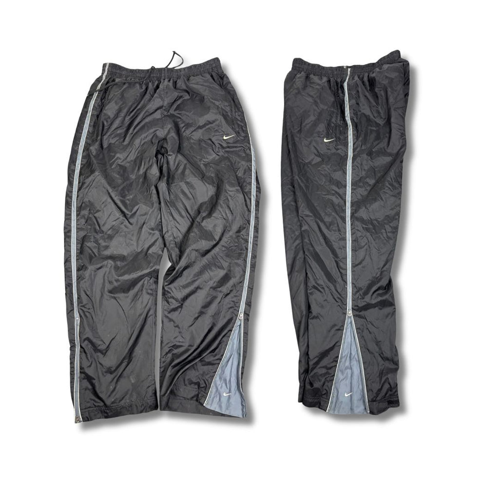 Vintage 90's Nike Track Pants Men's XL Black White Piping Ankle Swoosh Joggers