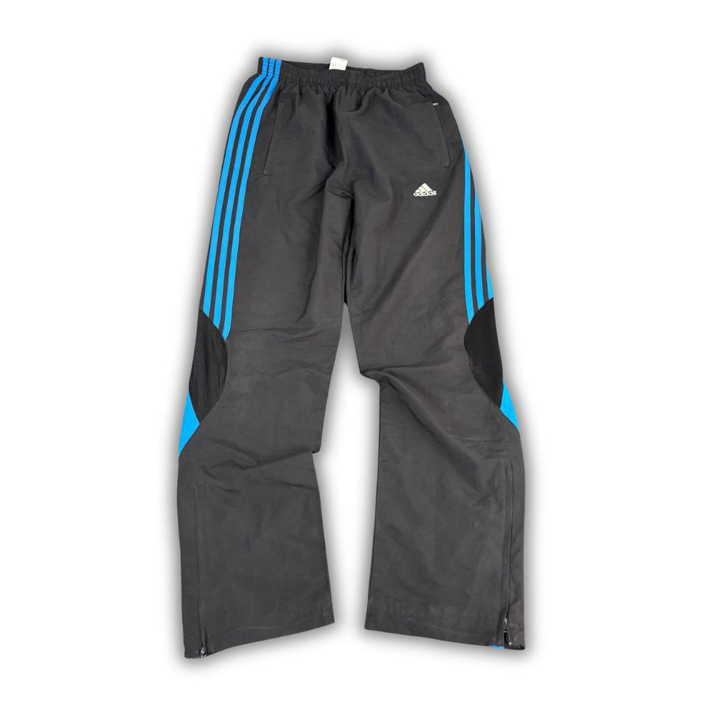 Vintage Y2K Adidas Track Pants Men's S Black Blue 3 Stripe Mesh Panel Joggers Wide Leg