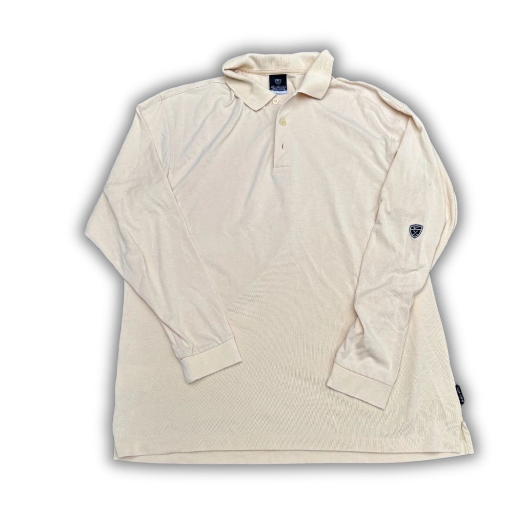 Vintage 90s Nike Golf Polo Size M Beige Black Swoosh Classic Golf Logo Long Sleeve
