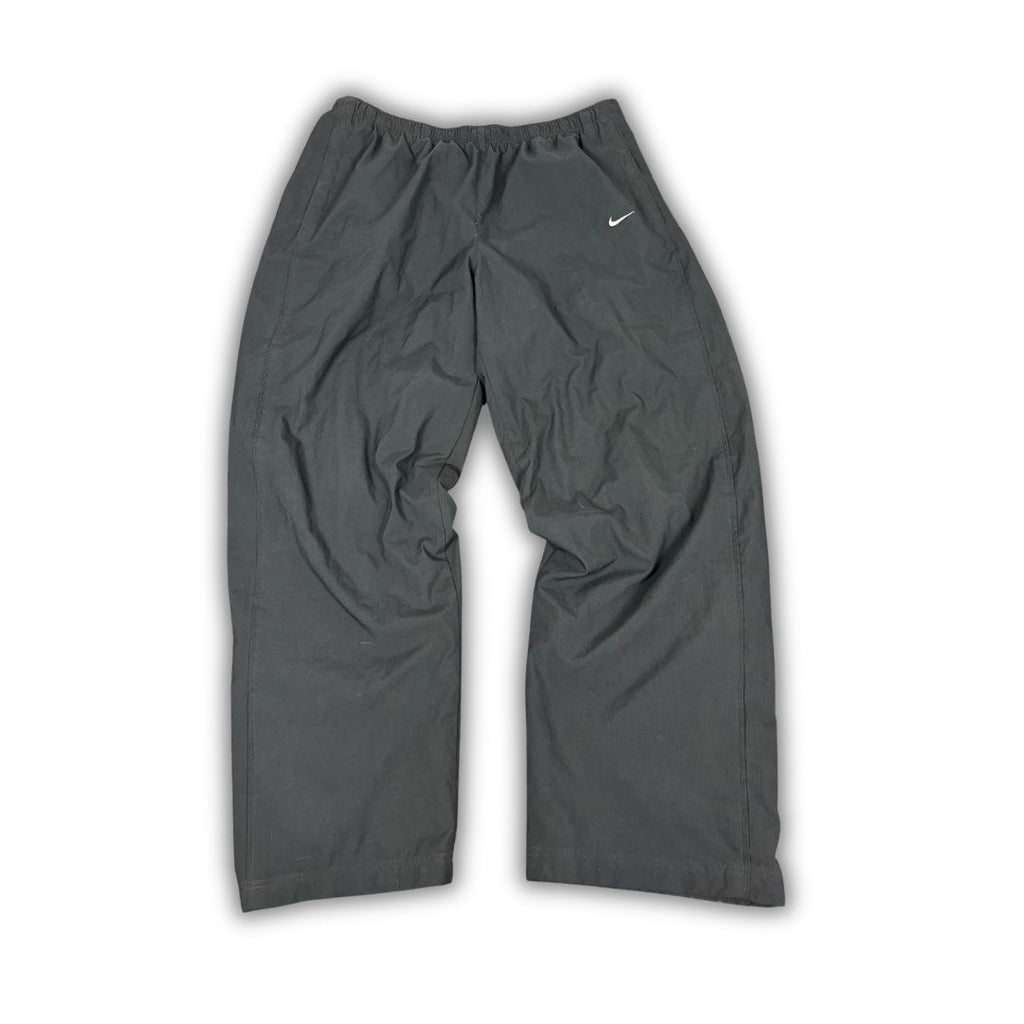 Vintage Y2K Nike Track Pants Men's XL Black Grey Swoosh Heavy Joggers Wide Leg
