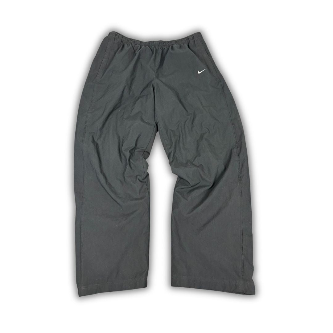 Vintage Y2K Nike Track Pants Men's XL Black Grey Swoosh Heavy Joggers Wide Leg