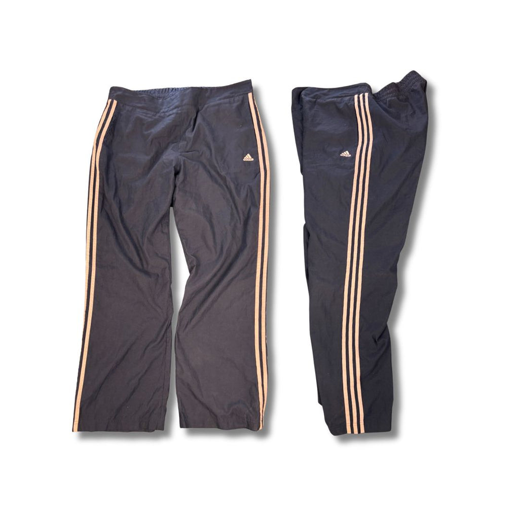 Vintage Y2K Adidas Track Pants Women's XL Navy blue pink 3 stripe logo  Straight Leg