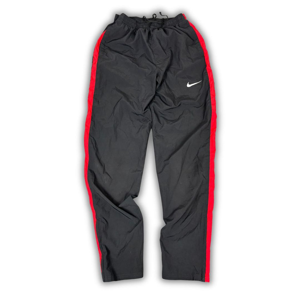Classic Nike Dri-Fit Track Pants Men's M Black Red Panel Running Joggers Tapered