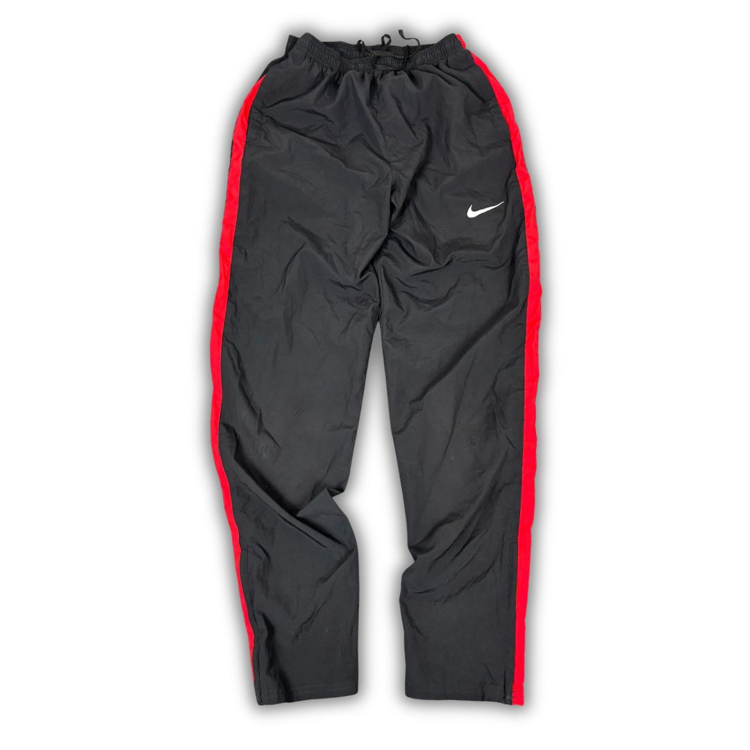 Classic Nike Dri-Fit Track Pants Men's M Black Red Panel Running Joggers Tapered