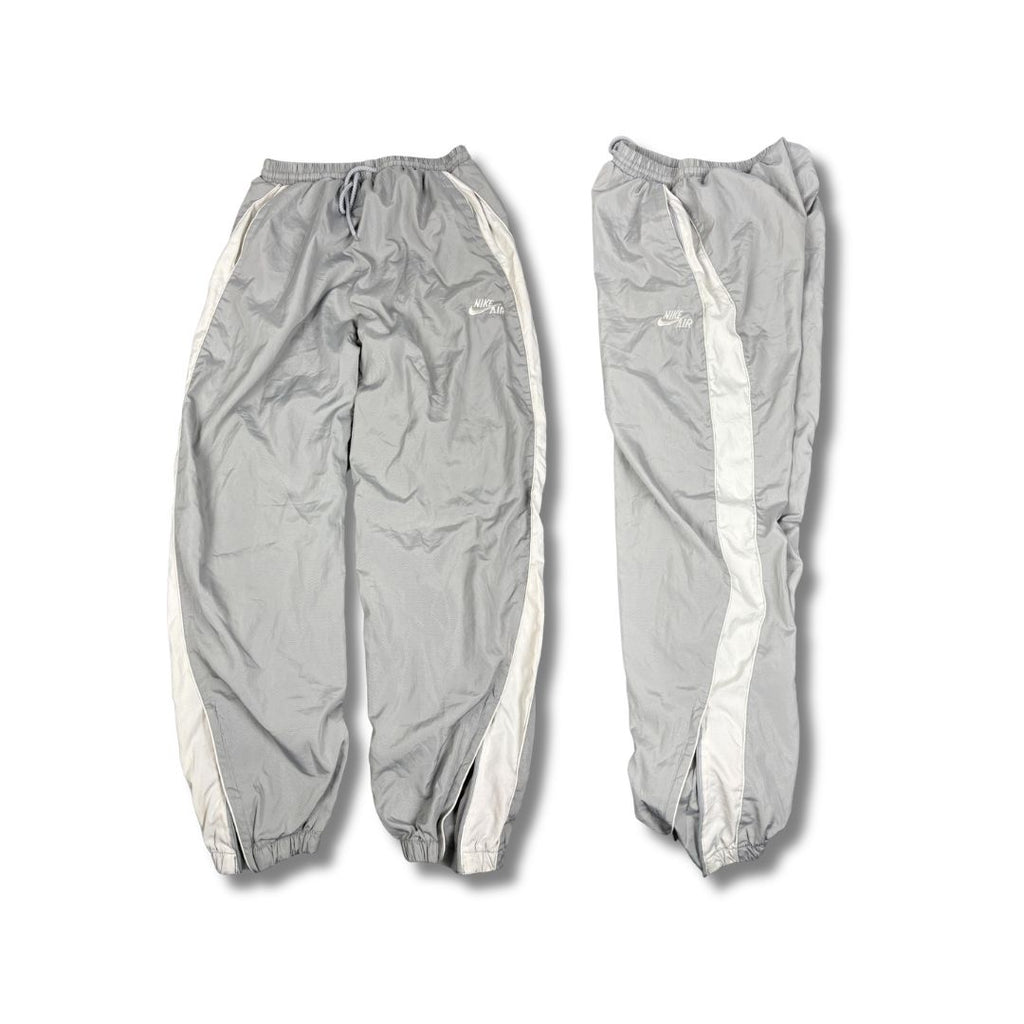Vintage Y2K Nike Track Pants Men's S Grey White Piping Swoosh Baggy Joggers