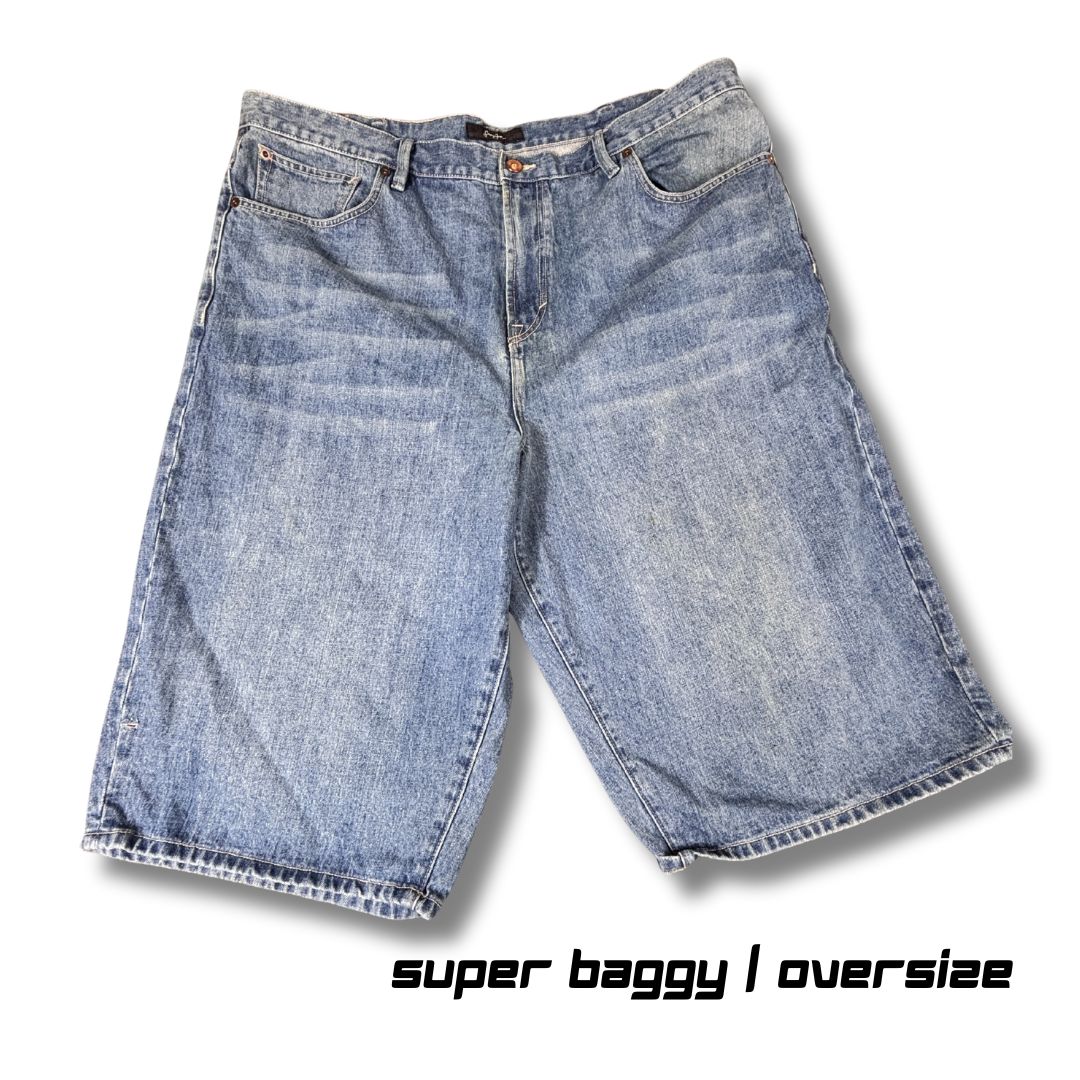 Vintage Sean John Denim Shorts Size 42 Blue Light Wash Super Wide Leg Oversized