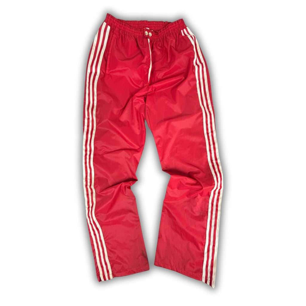 Vintage 80's Adidas Track Pants Women's S/M Red White 3 Stripe Button Zip Joggers Straight Leg