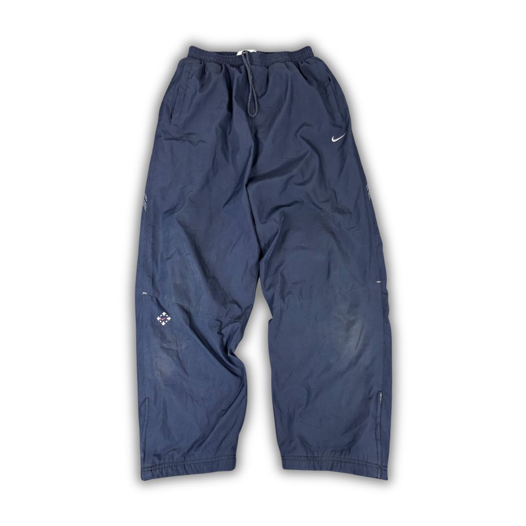 Vintage Y2K Nike Track Pants Men's S Navy Grey Swoosh Joggers Straight Leg
