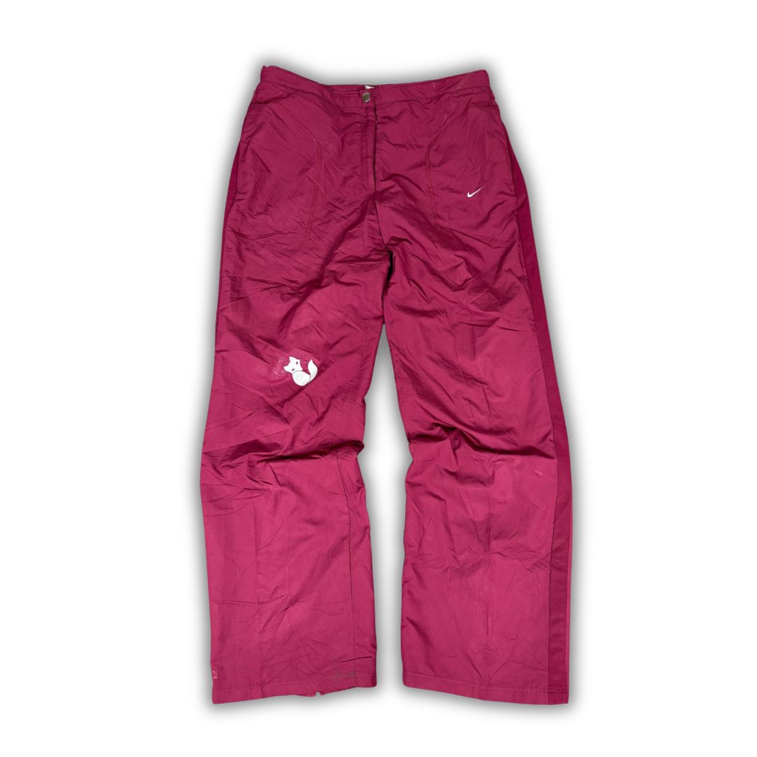Vintage Y2K Nike Track Pants Women's S Red White Swoosh Fox Logo Joggers Wide Leg