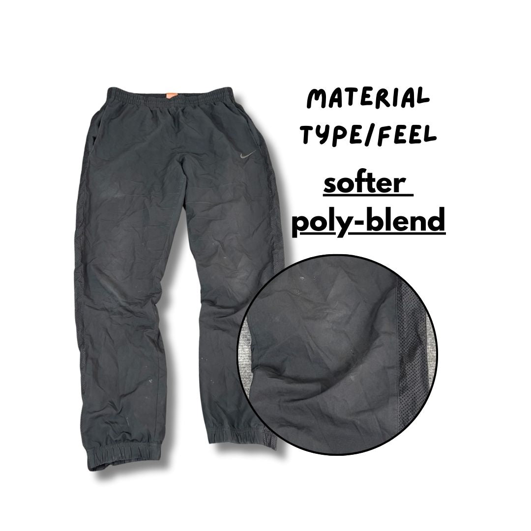 Vintage Y2K Nike Track Pants Men's M Black Grey Swoosh Mesh Panels Joggers