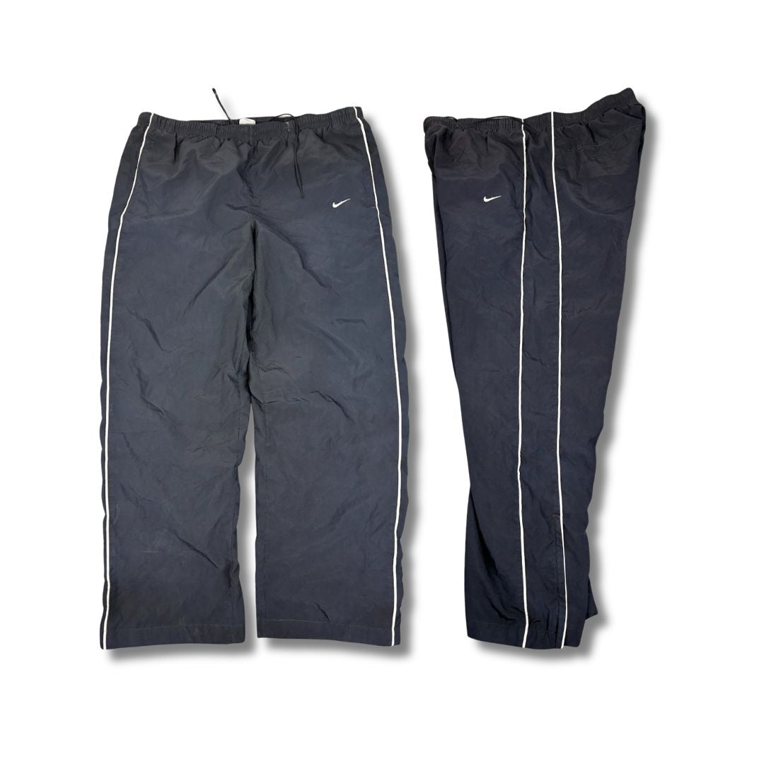 Vintage Y2K Nike Track Pants Men's L Black Grey Swoosh Piping Premo Baggy Joggers