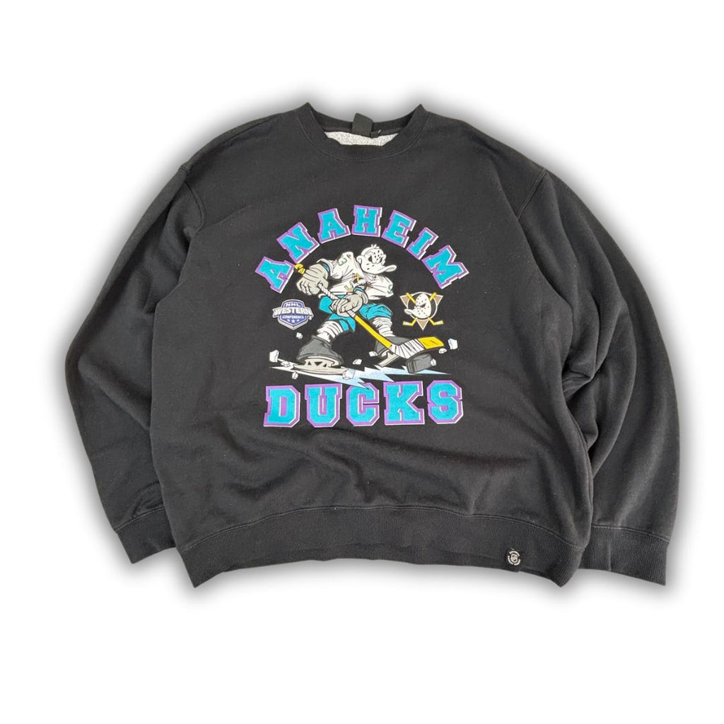 NHL Mighty Ducks Jumper Men's XL Black Graphic Sweatshirt Crew Neck