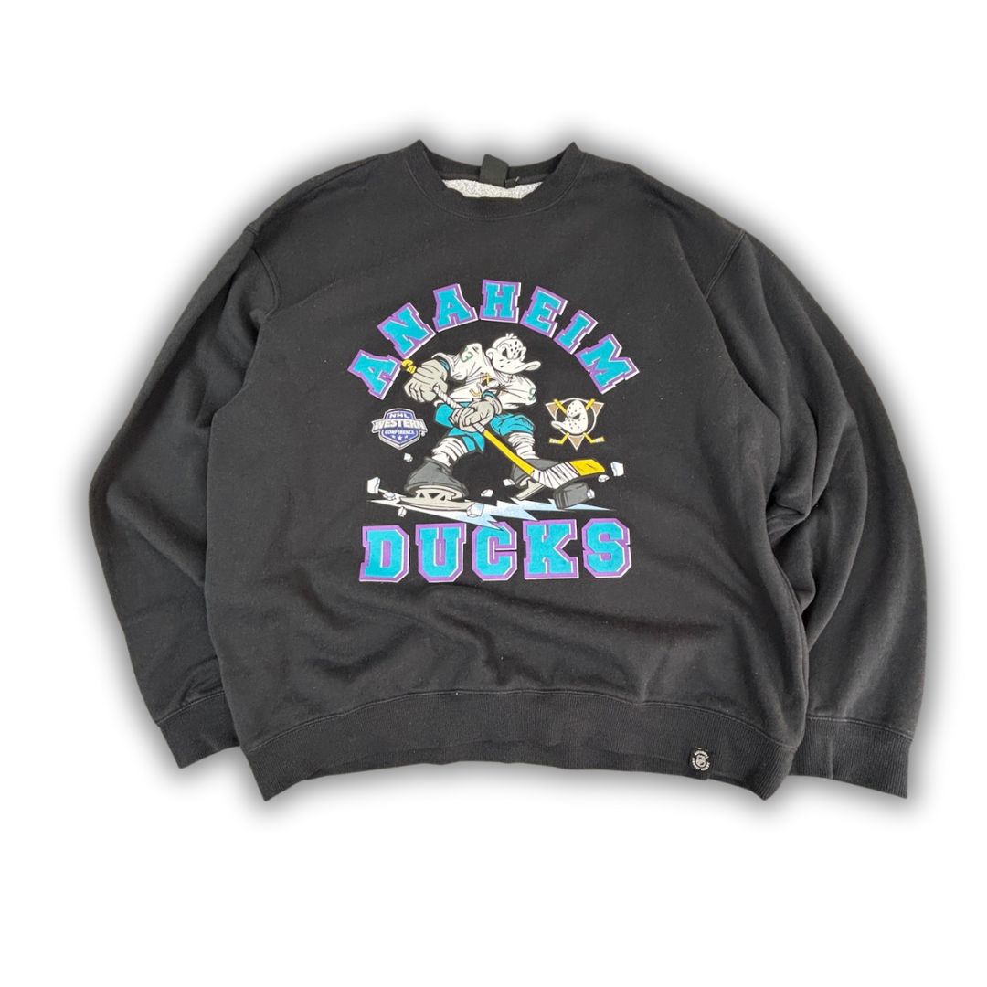 NHL Mighty Ducks Jumper Men's XL Black Graphic Sweatshirt Crew Neck