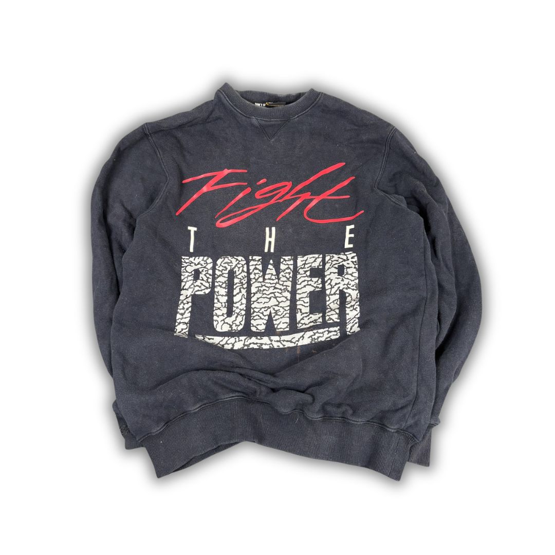 Vintage Y2K Sneaktip Jumper Men's S Black Fight the Power Graphic Sweatshirt Crew Neck