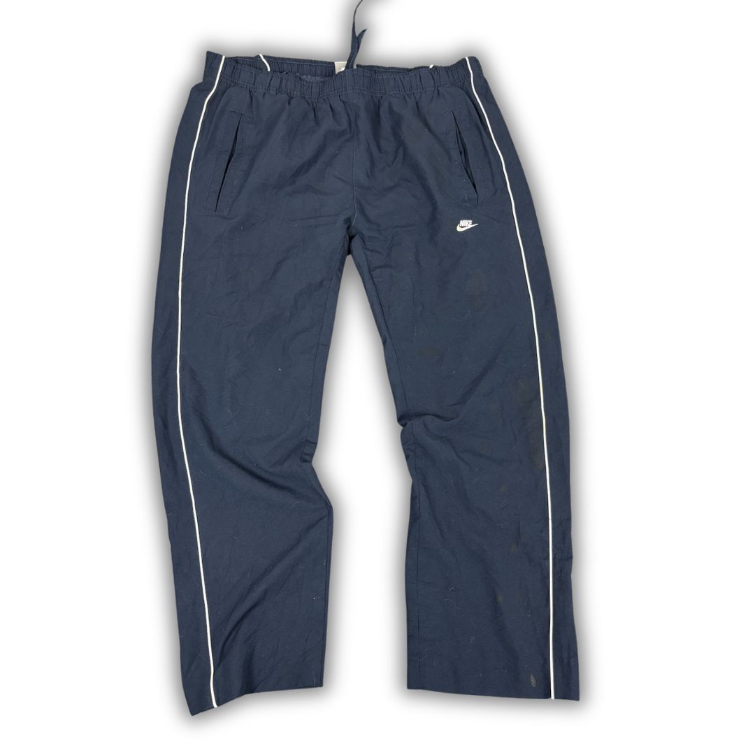 Vintage Y2K Nike Track Pants Women's L Navy White Double Piping Joggers Straight Leg