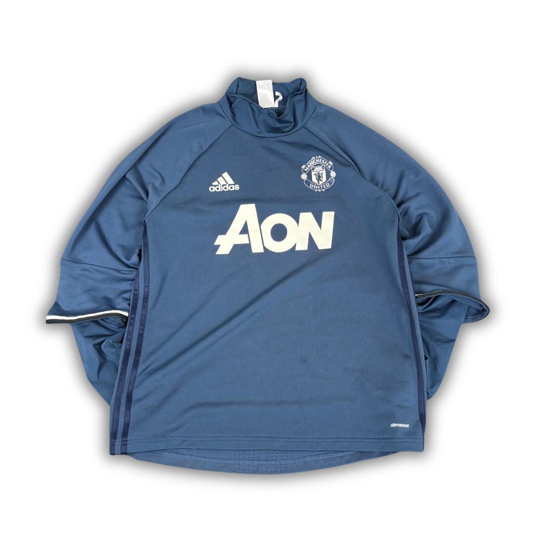 Adidas Manchester United Jersey Men's L Blue 2016 Long Sleeve Tee Mock Neck