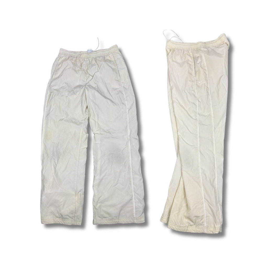 Classic Nike Track Pants Men's M Cream White Swoosh Piping Baggy Joggers