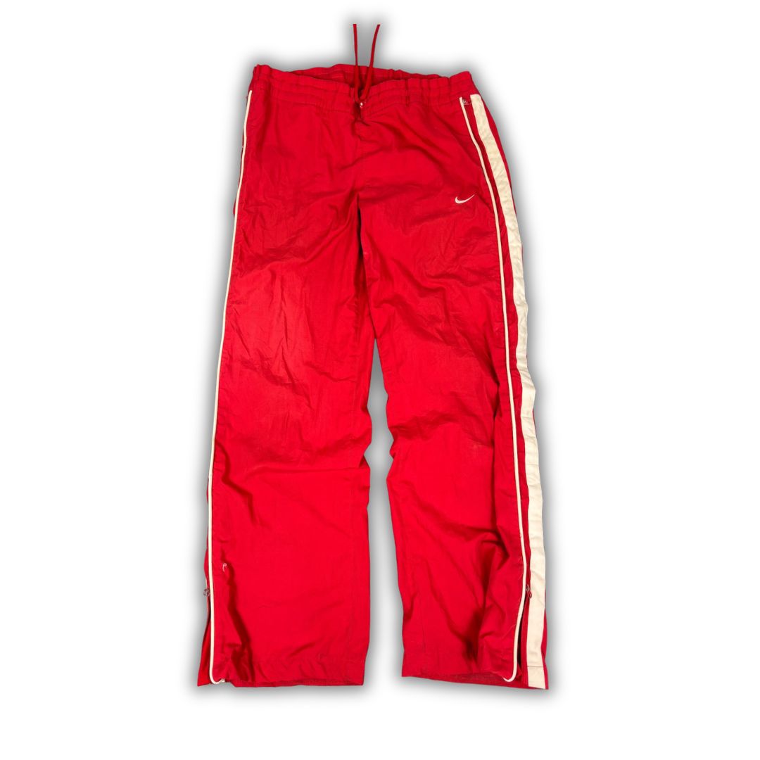Vintage Y2K Nike Track Pants Women's M Red White Swoosh Piping Joggers Straight Leg