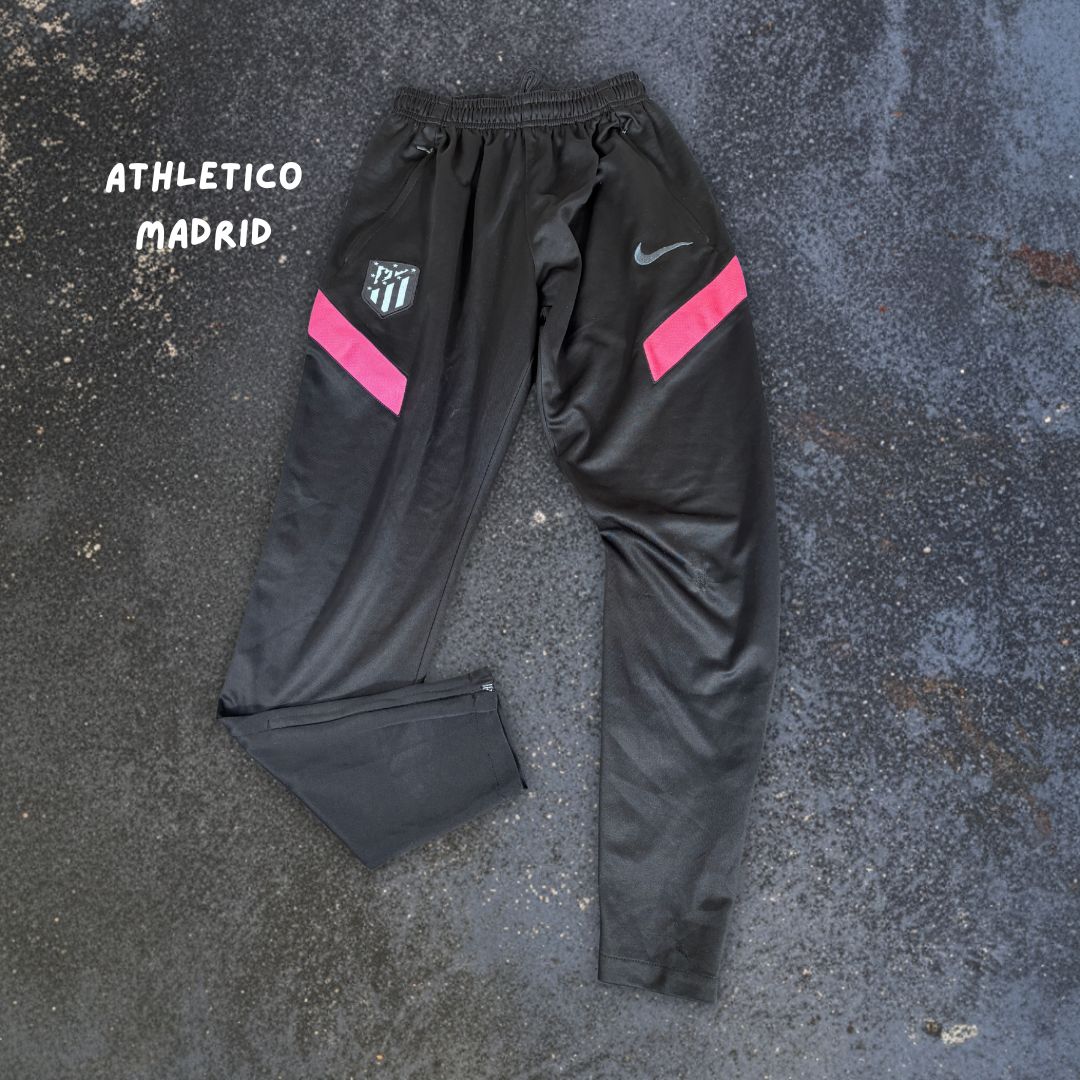 Nike Track Pants Men’s S Black Poly Pink Atletico Madrid Tapered Leg Ankle Zip