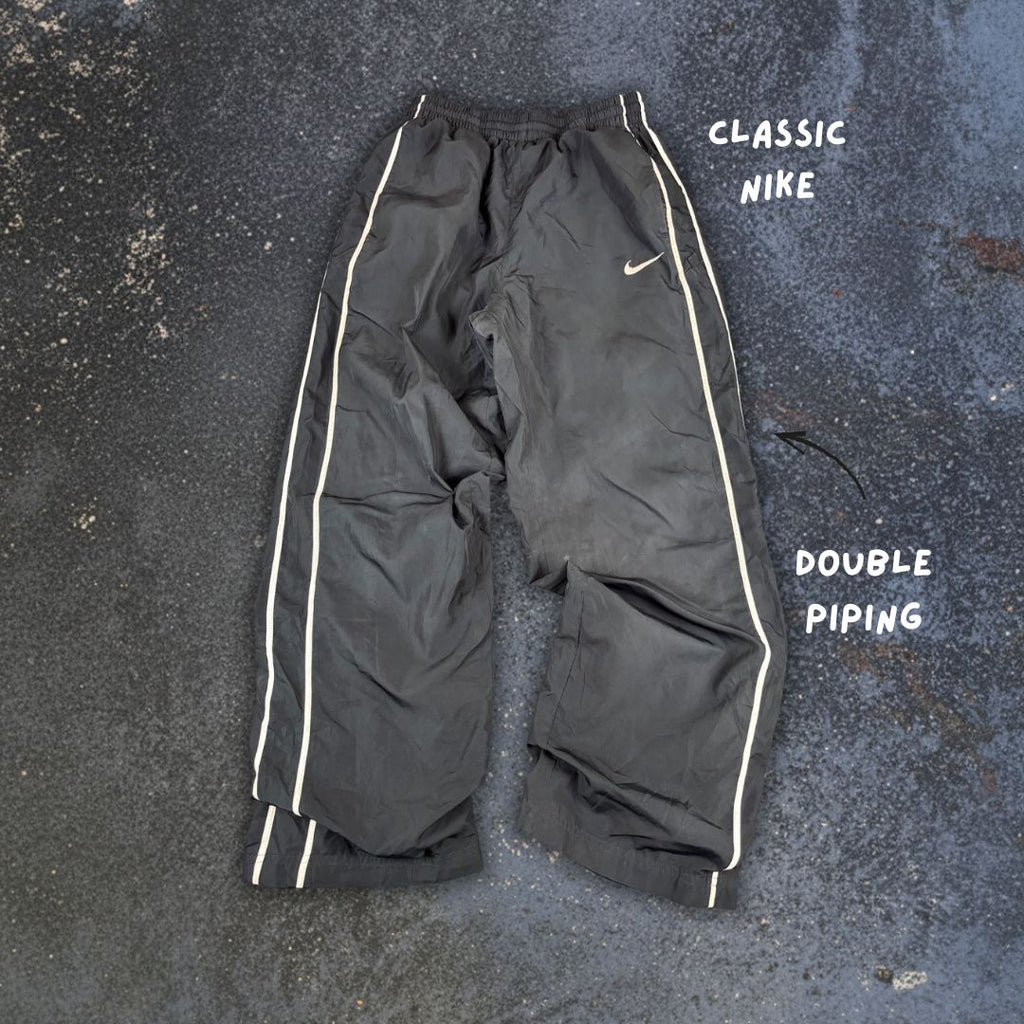 Nike Track Pants Women's XS Black Double White Piping Swoosh Straight Leg