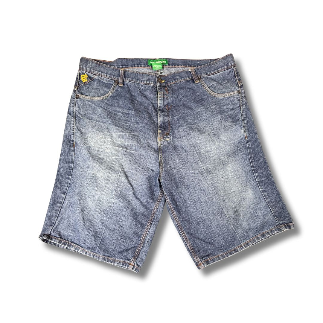 Vintage Y2K Rocawear Denim Shorts Size 48 Light Wash Oversize Baggy Hip-Hop Embroidered