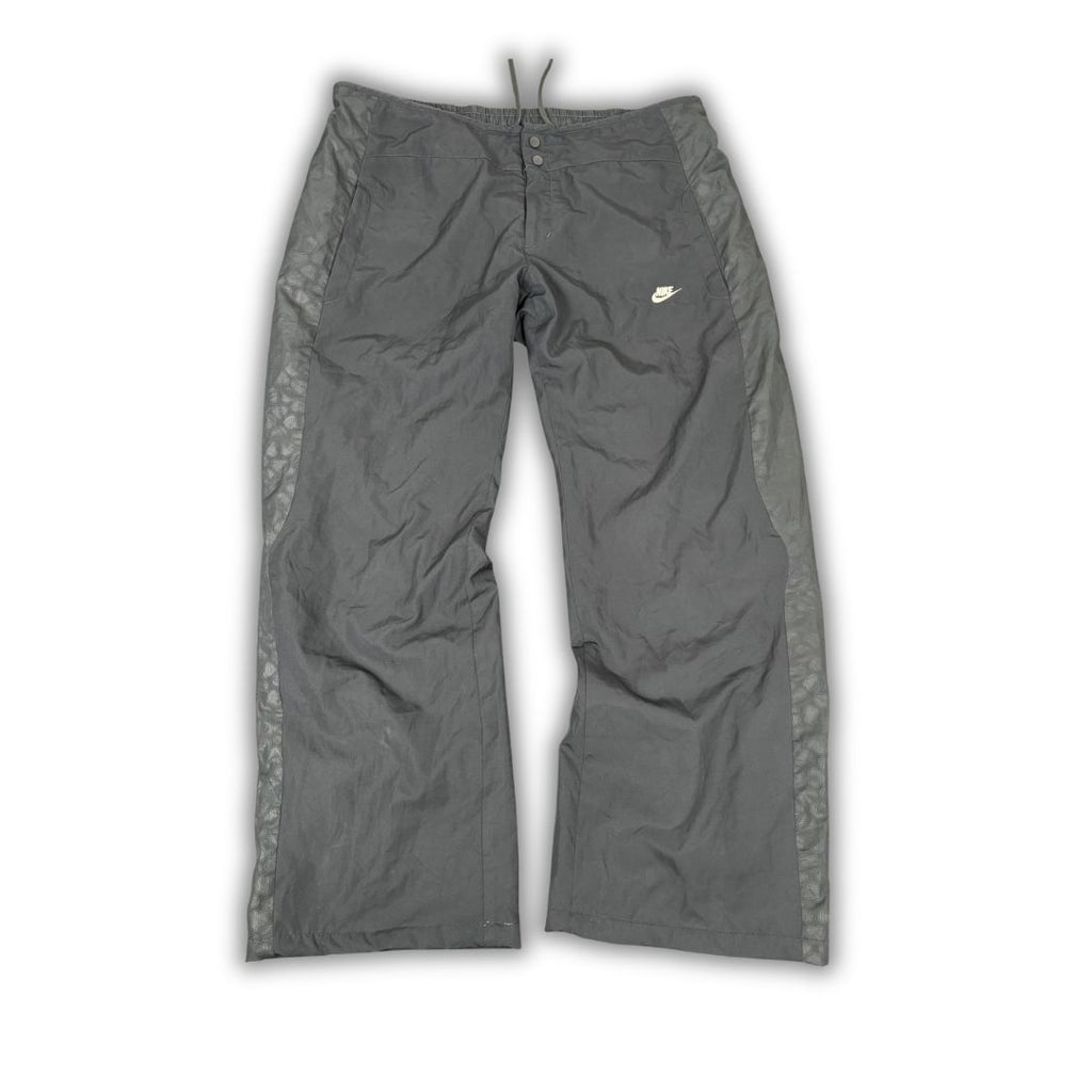 Vintage Y2K Nike Track Pants Women's XL Dark Grey Clover Love Heart Panel Joggers Straight Leg