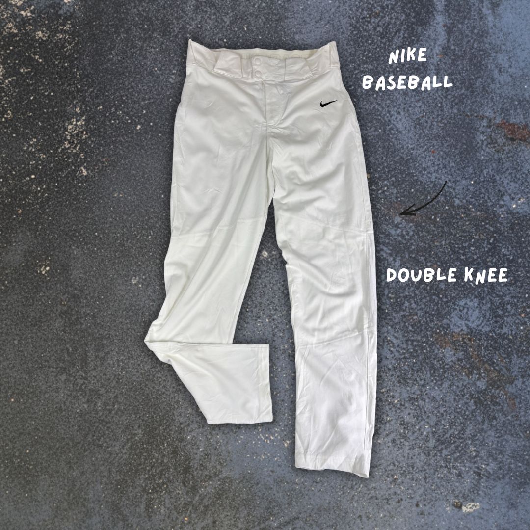Nike Baseball Track Pants Men's M White Black Swoosh Tapered