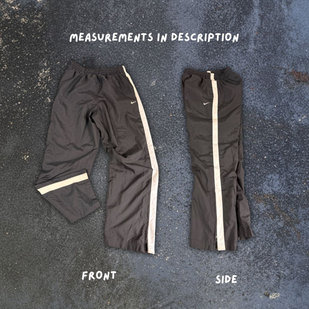 Classic Nike Track Pants Men's M Black Panels White Swoosh Ankle Zips Wide Leg