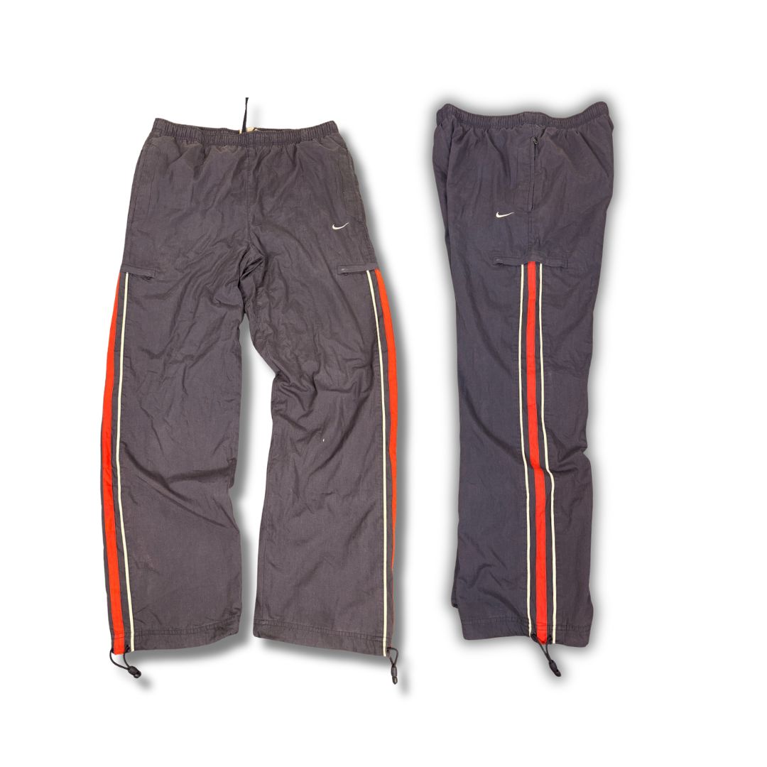 Vintage Y2K Nike Cargo Track Pants Men's L Navy Red White Panel Joggers Wide Leg