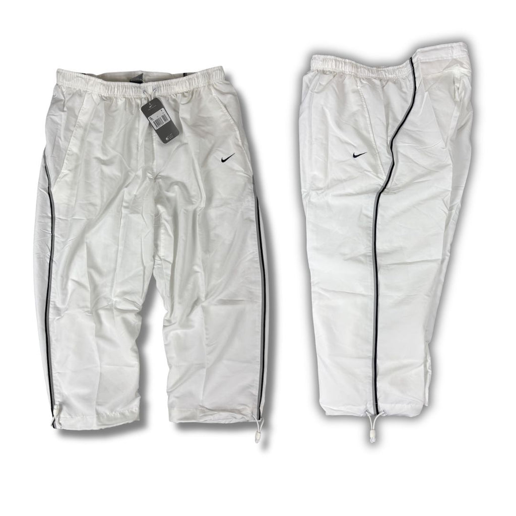 Vintage Y2K Nike 3/4 Track Pants Men's XXL White Black Grey Piping Deadstock Joggers Wide Leg