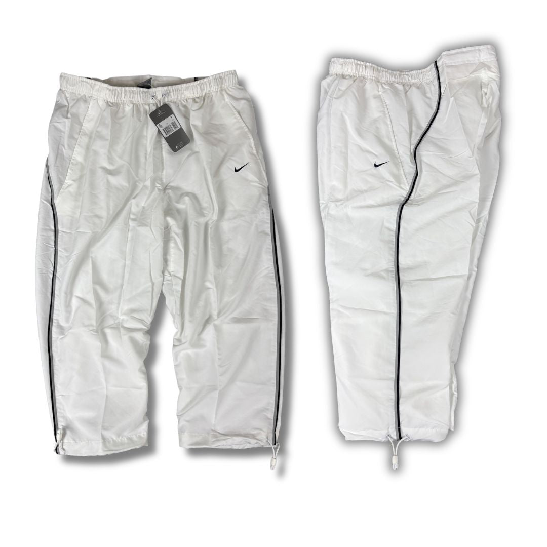Vintage Y2K Nike 3/4 Track Pants Men's XXL White Black Grey Piping Deadstock Joggers Wide Leg